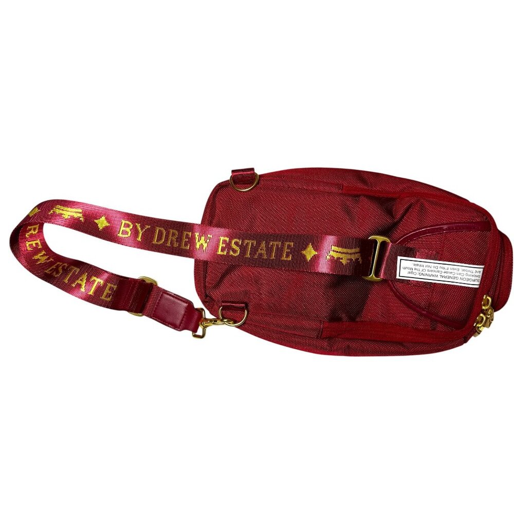 Undercrown Sun Grown Red Sling Bag By Drew Estate Adjustable Strap Gold Accents - Picture 6 of 15